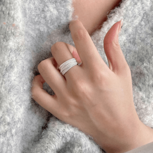 Nhẫn Thiết Kế Đa Tầng Xếp Lớp Phong Cách Cá Tính Hiện Đại