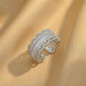 Nhẫn Thiết Kế Hoa Cánh Phong Cách Cá Tính Phủ Đính Đá Tạo Hiệu Ứng Ánh Sáng