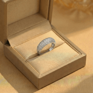 Nhẫn Bạc Phong Cách Cổ Điển Bản Tròn Phủ Đính Đá Dạng Ánh Sao